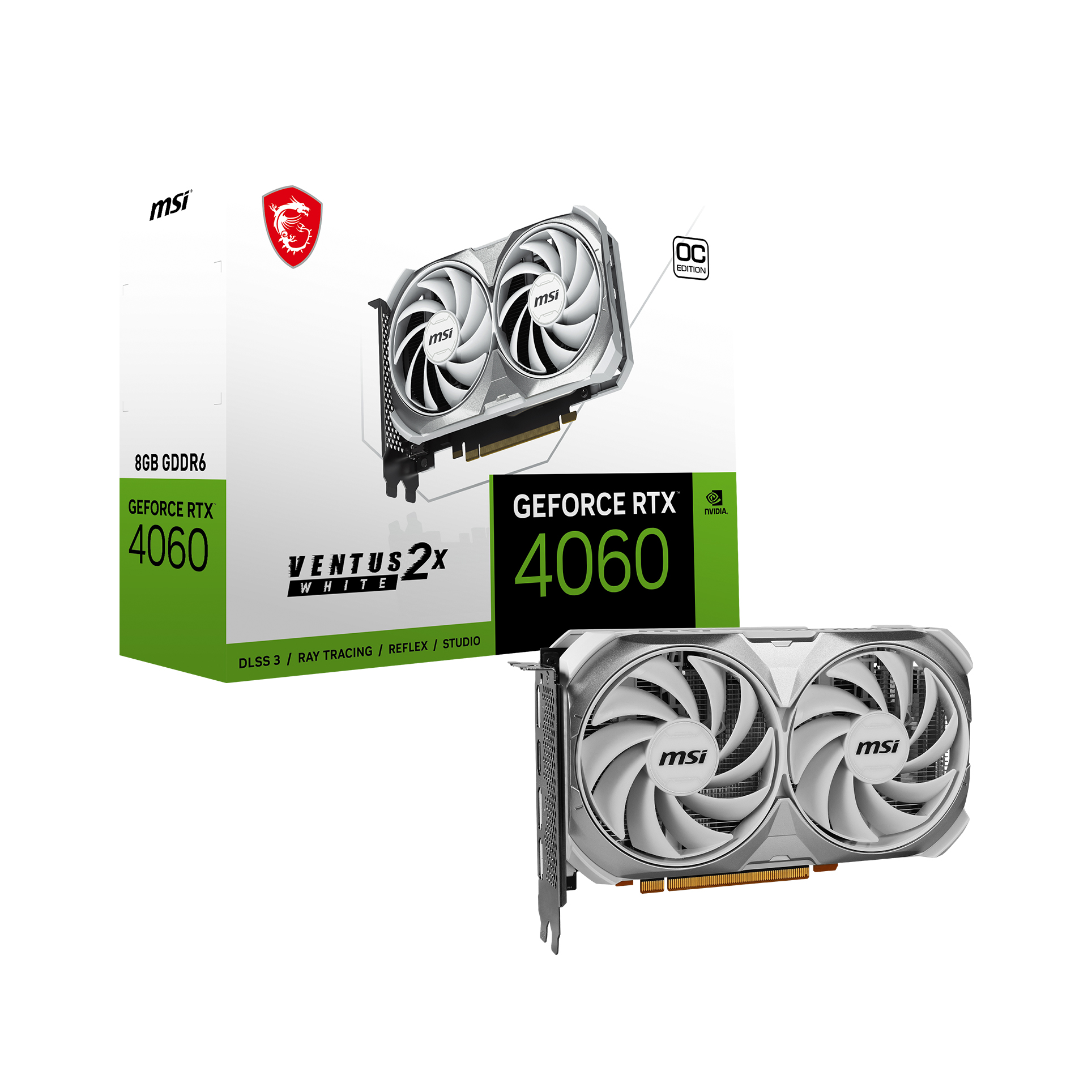 MSI 8GB GEFORCE RTX 4060 VENTUS 2X WHITE 8G OC GDDR6 128Bit PCIE 4.0 HDMI 3xDP - GEFORCE RTX 4060 VENTUS
