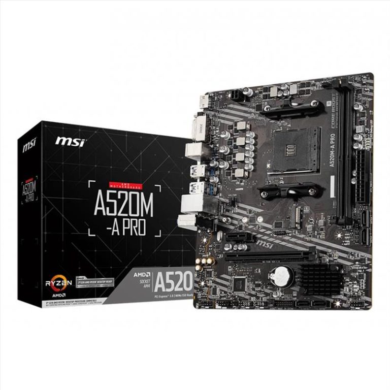 MSI A520M-A PRO A520 DDR4 (Vga Yok) GLan mATX DVI HDMI M.2 USB3.2 AM4 AMD Anakart - 26729