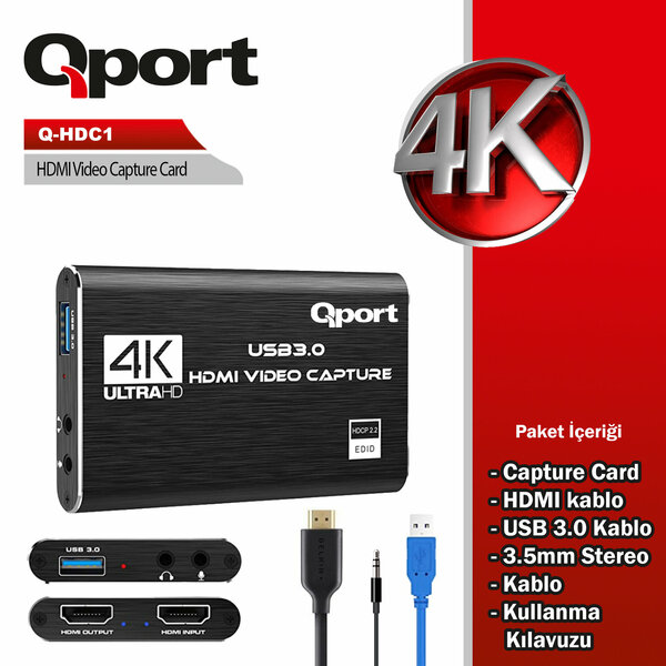Qport HDMI 4K Capture Kart (Q-HDC1) - Q-HDC1