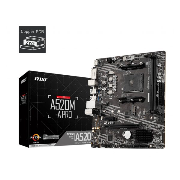 MSI A520M-A PRO AM4 DDR4 4600(OC) DVI HDMI M.2 USB3.2 mATX - A520M-A PRO