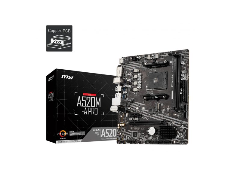 MSI A520M-A PRO AM4 DDR4 4600(OC) DVI HDMI M.2 USB3.2 mATX - A520M-A PRO