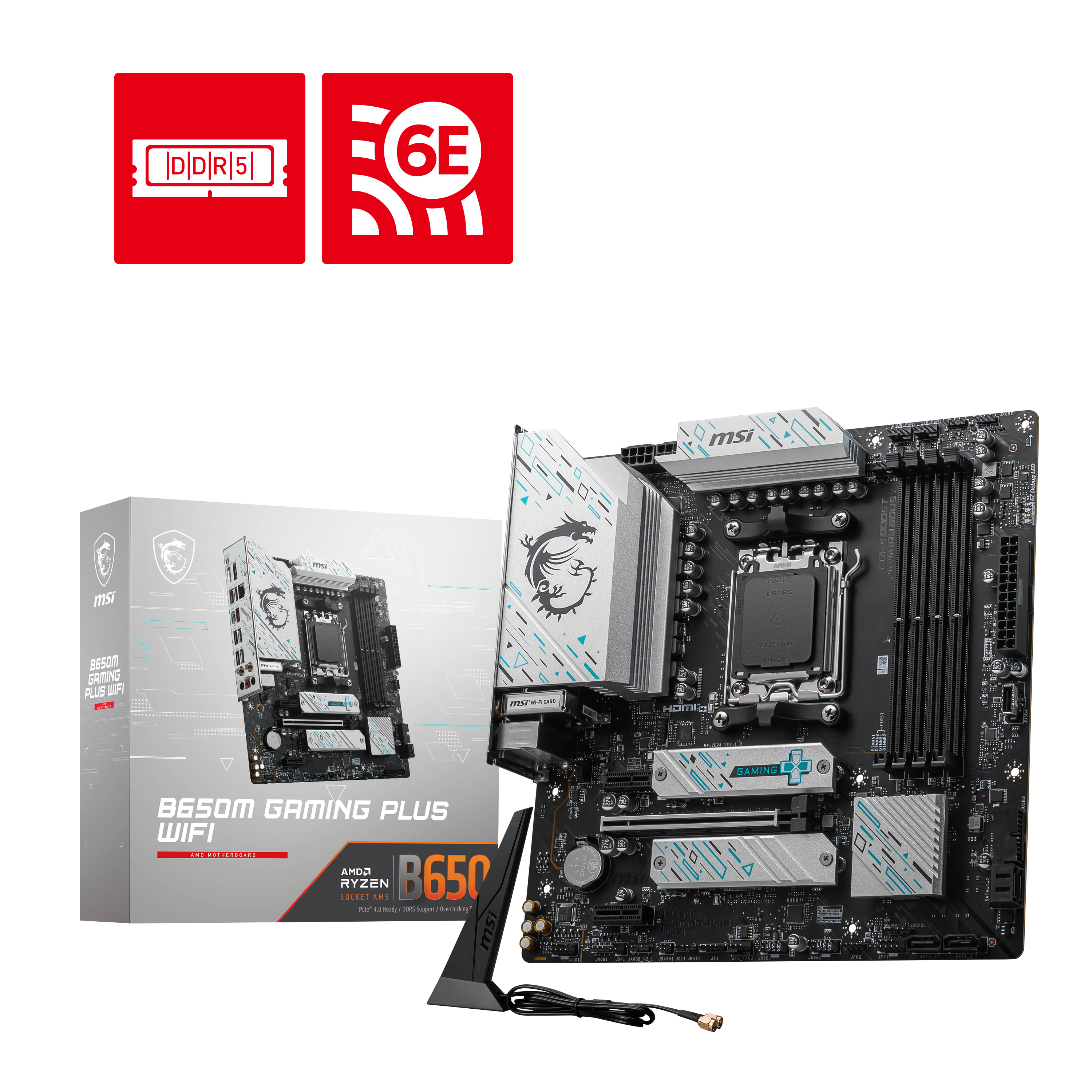 MSI B650M GAMING PLUS WIFI DDR5 AM5 7200(OC) PCI-E 4.0 HDMI DP WIFI 6E mATX - B650M GAMING PLUS WIFI