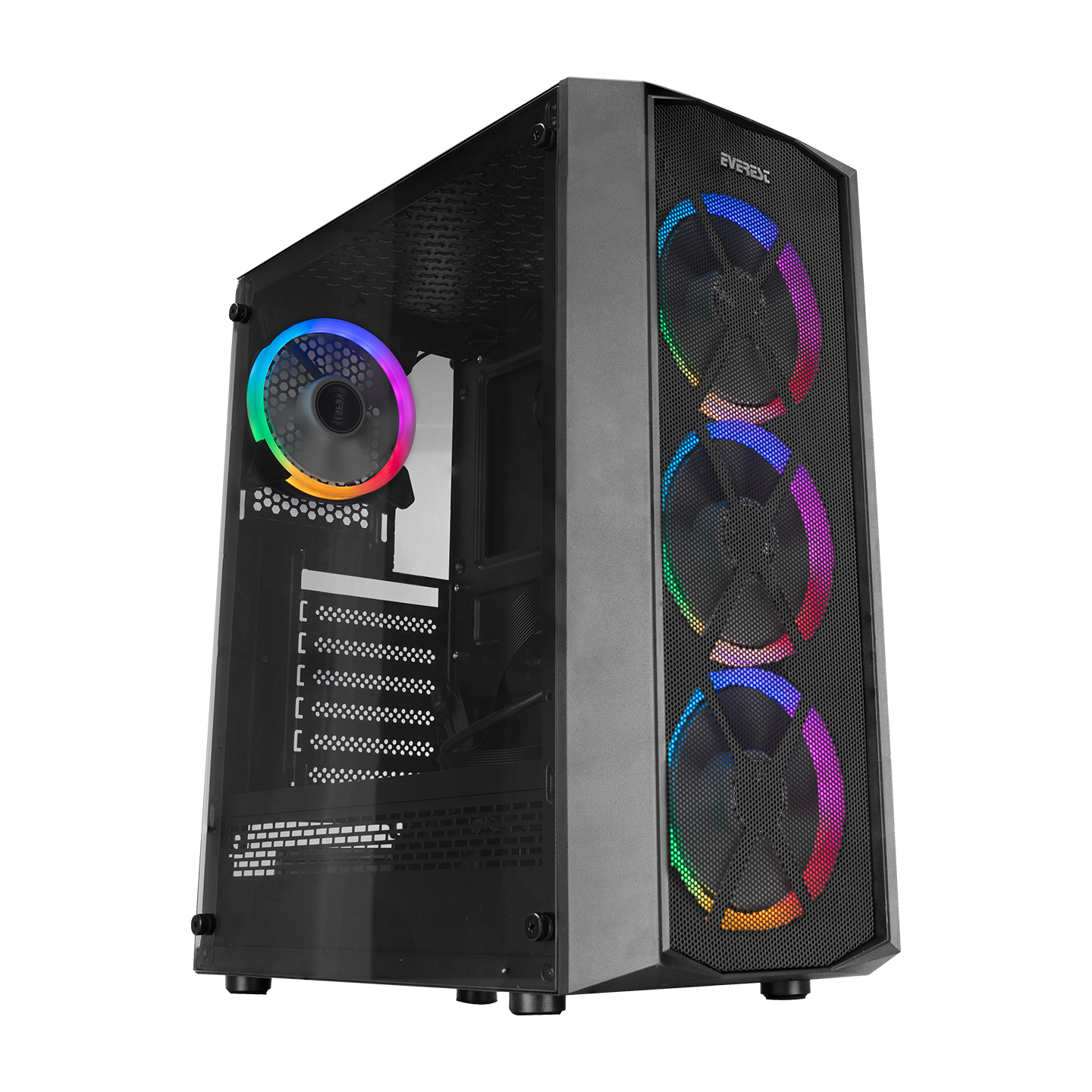 EVEREST FLAT MESH Powersız Siyah Temper Camlı Mid Tower ATX Kasa - 33022