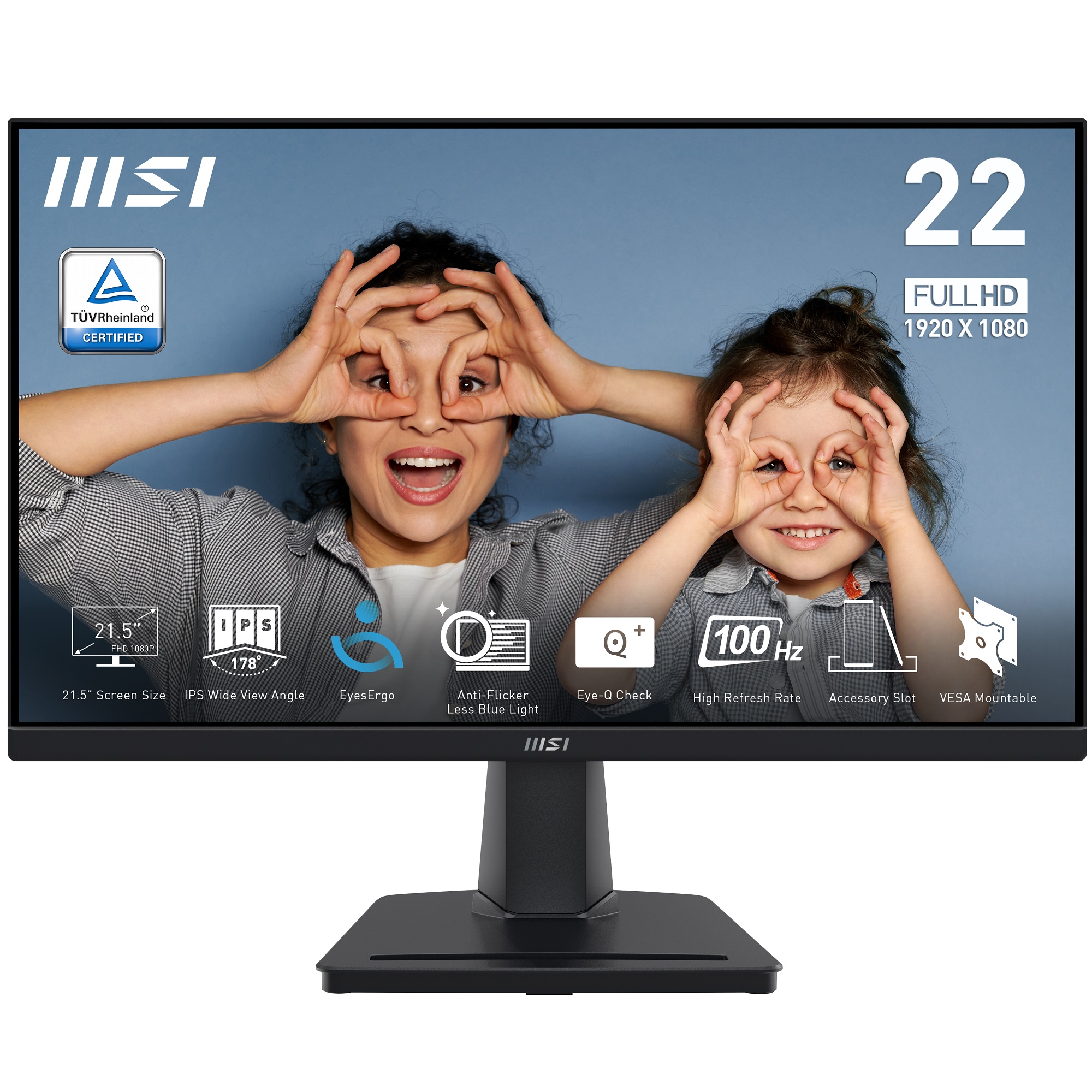 21.5" MSI PRO MP225 1ms 100Hz FHD IPS HDMI D-Sub Siyah Flat Monitör - PRO MP225