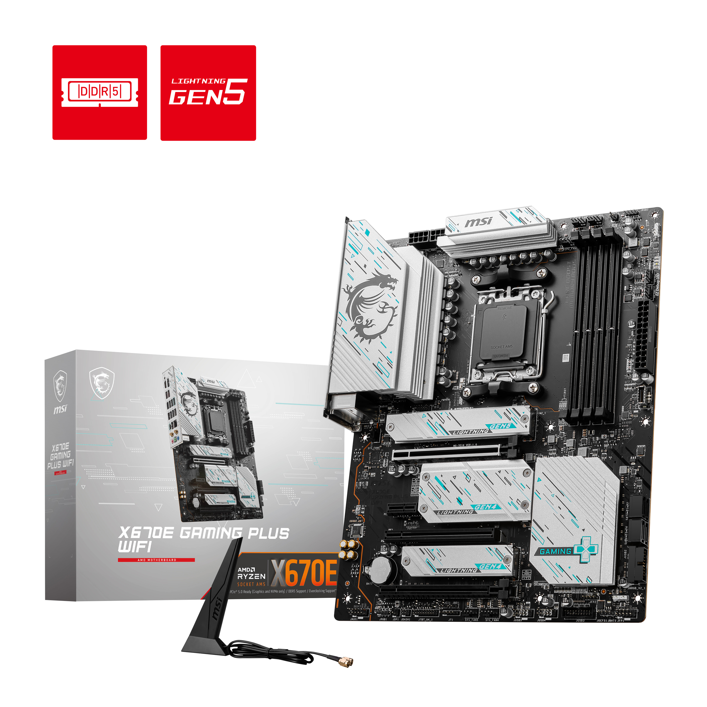 MSI X670E GAMING PLUS WIFI DDR5 AM5 7800(OC) PCI-E 5.0 HDMI DP WIFI 6E ATX - X670E GAMING PLUS WIFI