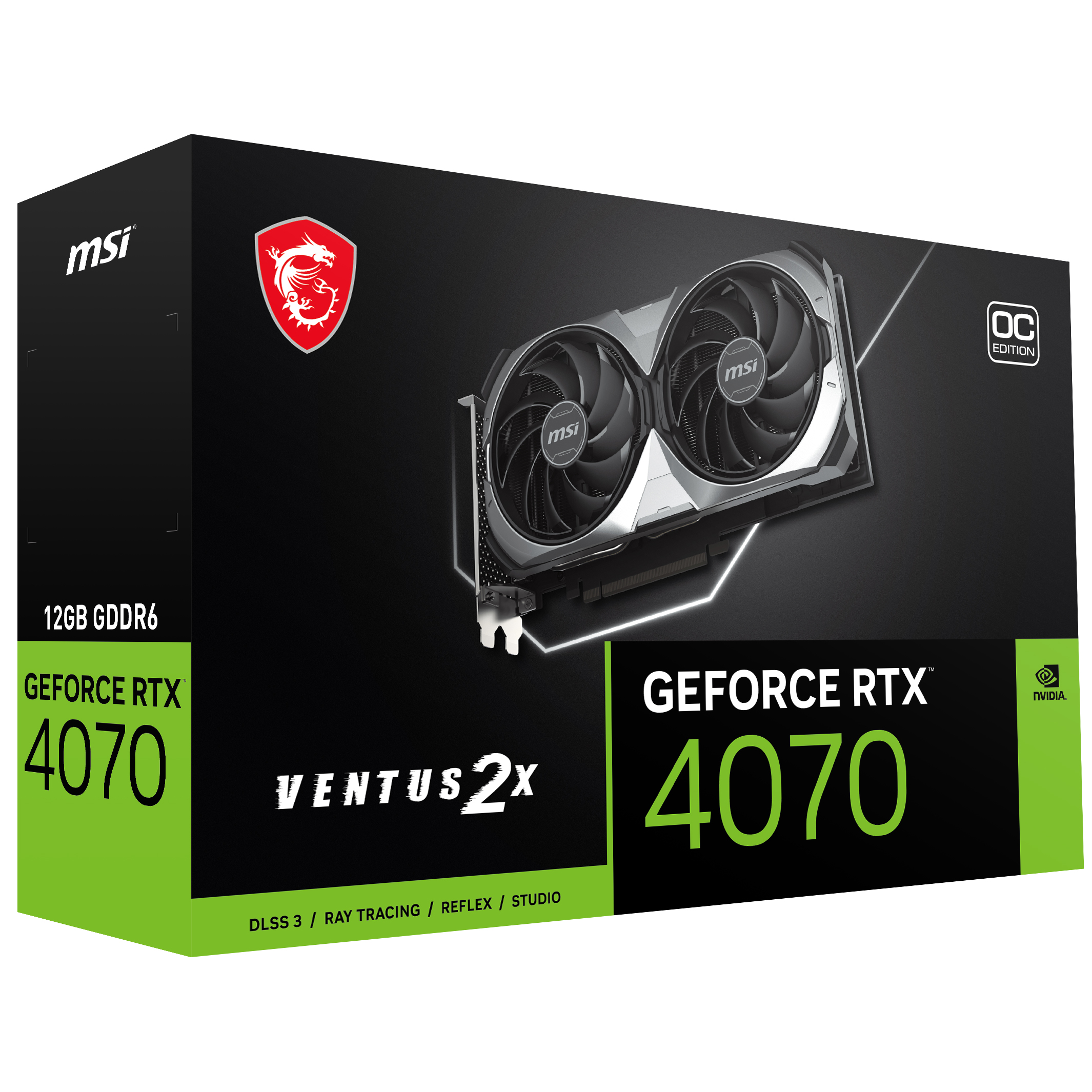 MSI 12GB GEFORCE RTX 4070 VENTUS 2X E1 12G OC GDDR6 192Bit PCIE 4.0 HDMI 3xDP - RTX 4070 VENTUS 2X E1 12