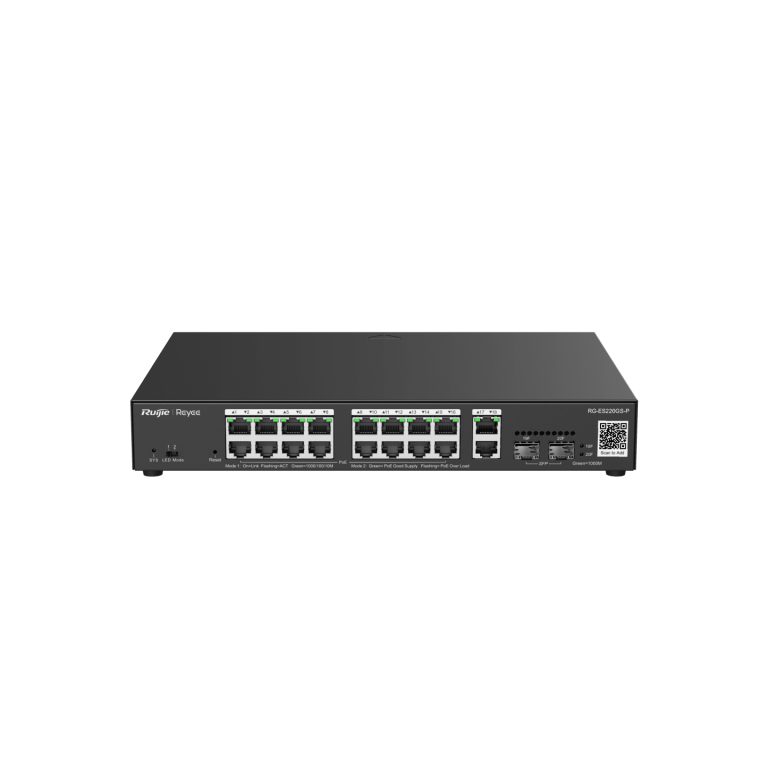 Ruijie Reyee RG-ES220GS-P 16-Port +2XGB RJ45/SFP(240W) Yön. Uplink Cloud Switch - Net.Swi.Poe.Var.0035