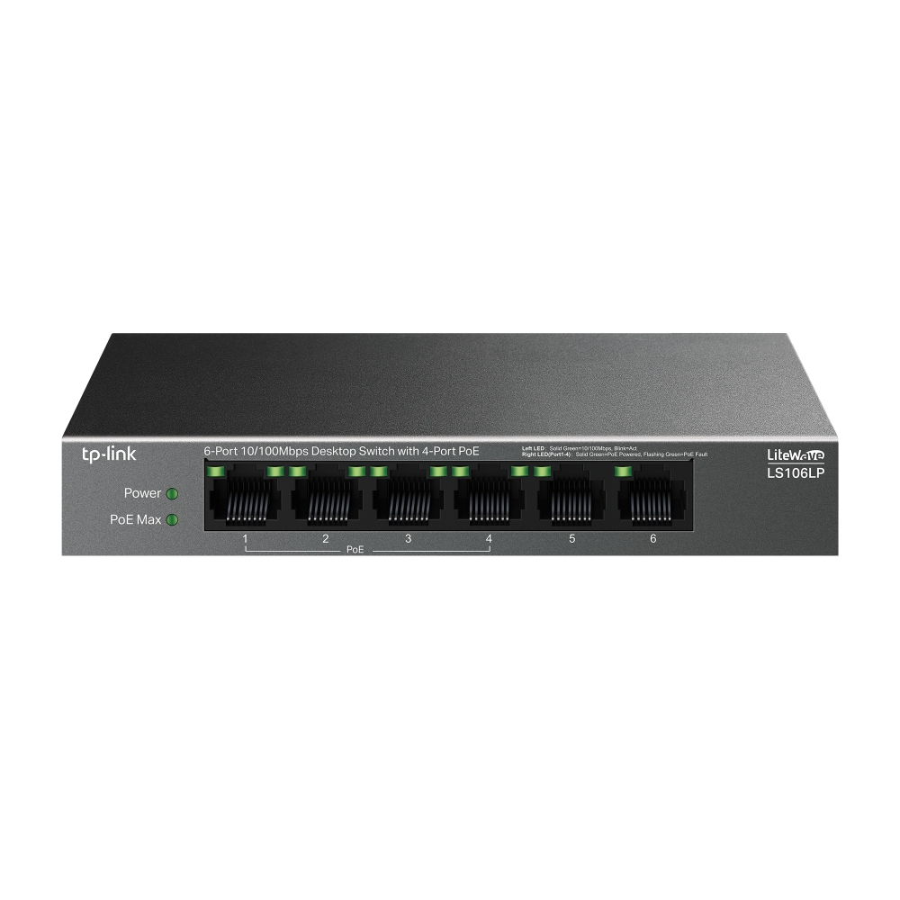Tp-Link 6Port LS106LP 10/100Mbps 4xPoE (40W) Desktop Switch - LS106LP
