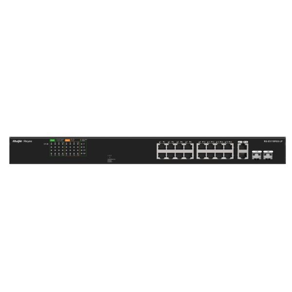 Ruijie Reyee RG-ES118FGS-LP 16-Port 10/100+2X1GB RJ45/SFP (120W) Poe Rackmount S - Net.Swi.Poe.Yok.0061