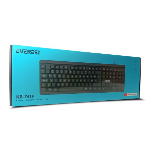 EVEREST KB-741F Siyah/Gri USB 2M Bakır Kablolu Türkçe F Klavye - KB-741F