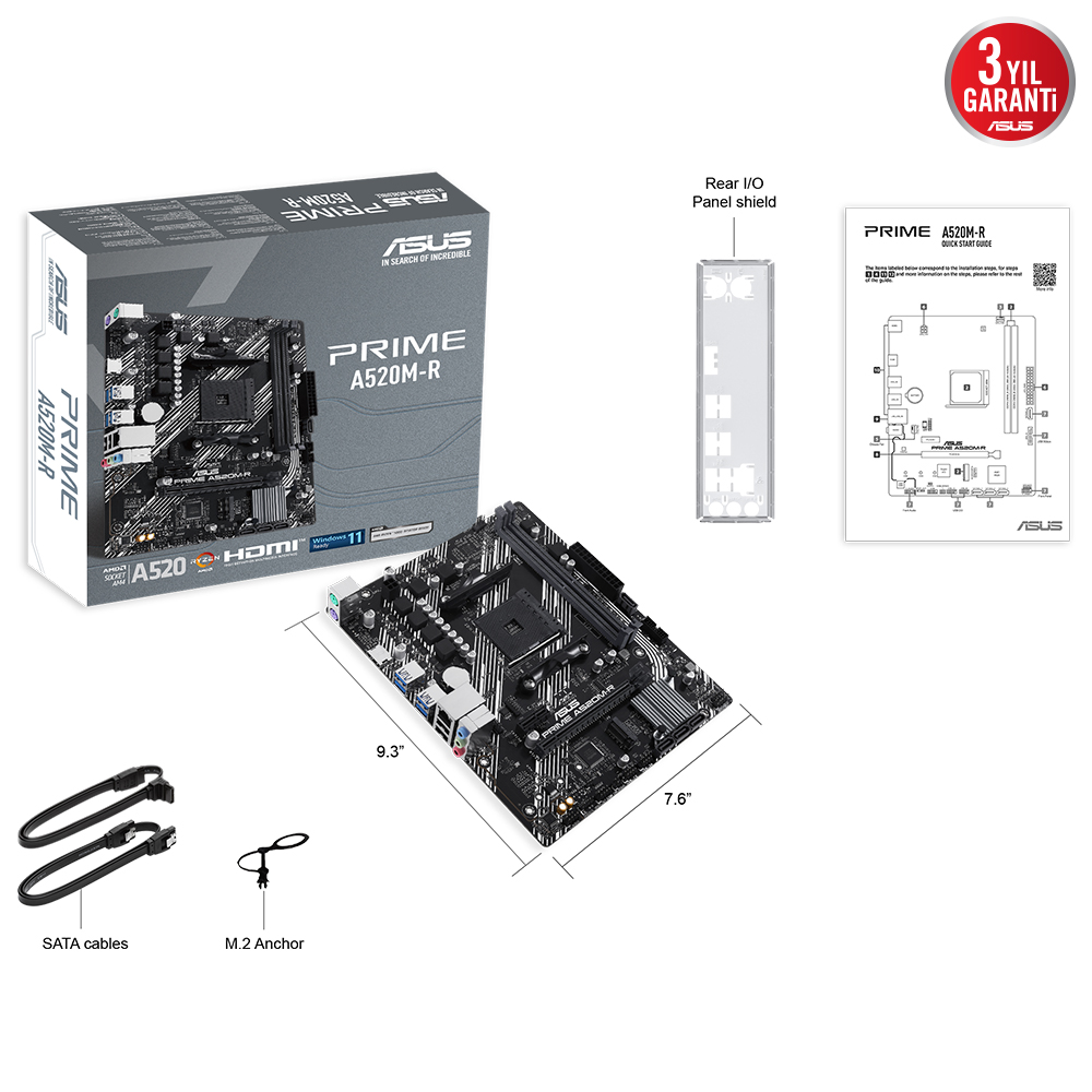 Asus PRIME A520M-R AM4 DDR4 5100 HDMI M2 USB3.2 mATX - 90MB1H60-M0EAY0