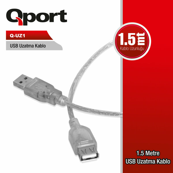 Qport 1.5 Metre USB 2.0 Uzatma Kablosu (Q-UZ1) - Q-UZ1