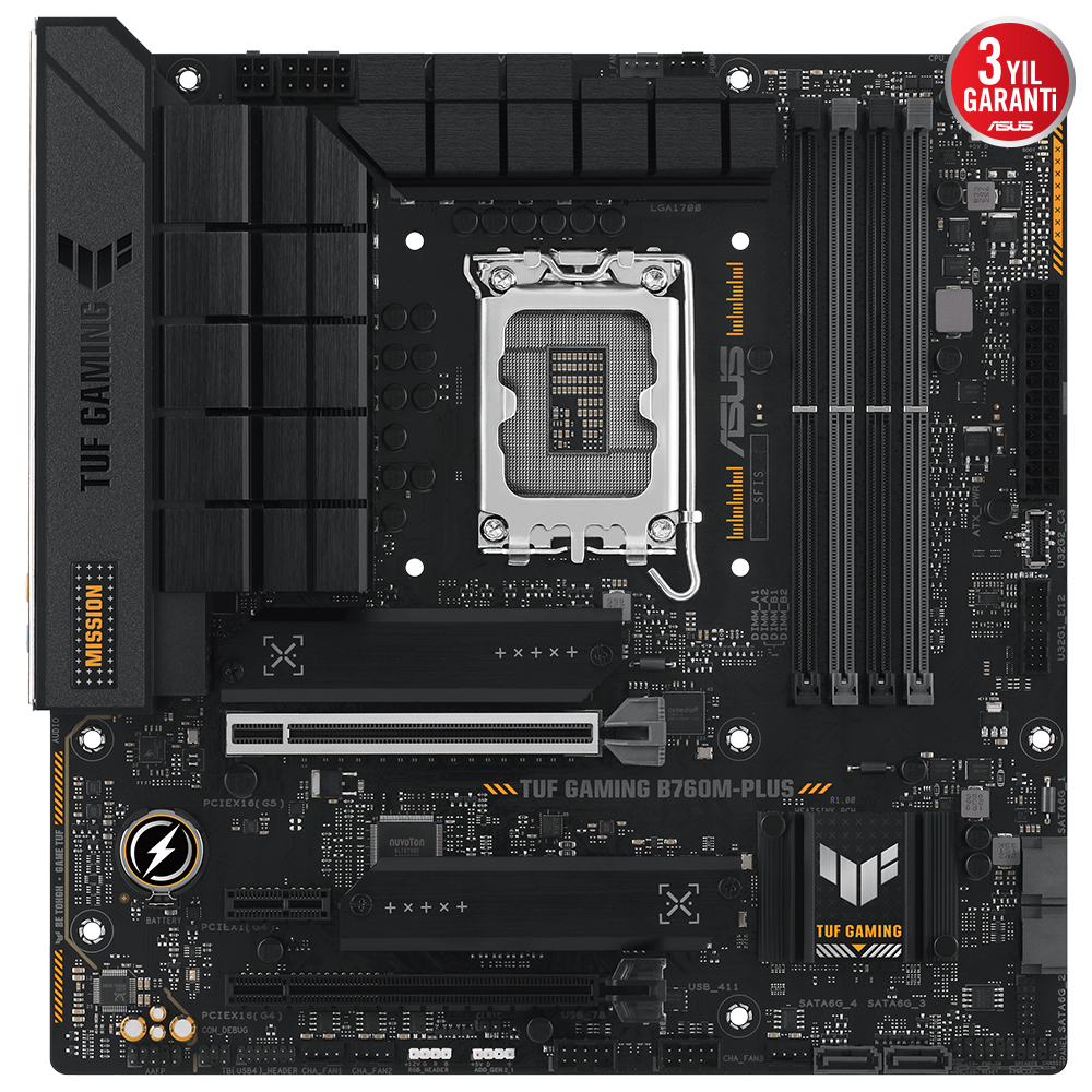 Asus TUF GAMING B760M-PLUS II 1700P DDR5 7800(OC) HDMI DP M2 192GB mATX - 90MB1HD0-M0EAY0