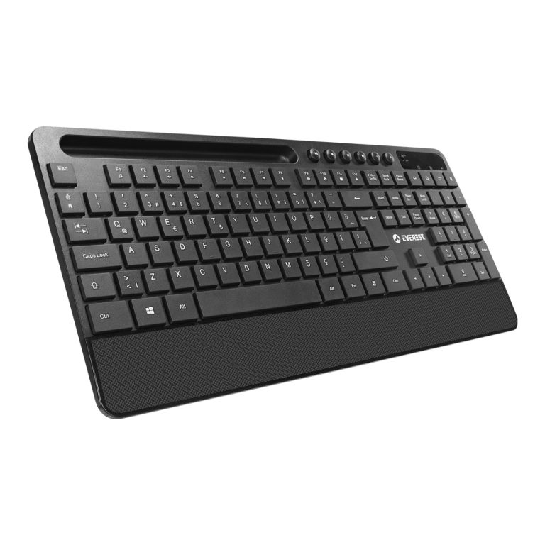 EVEREST KM-9676 SİYAH MM Tablet-Telefon Standlı Kablosuz Klavye + Mouse Set - KM-9676