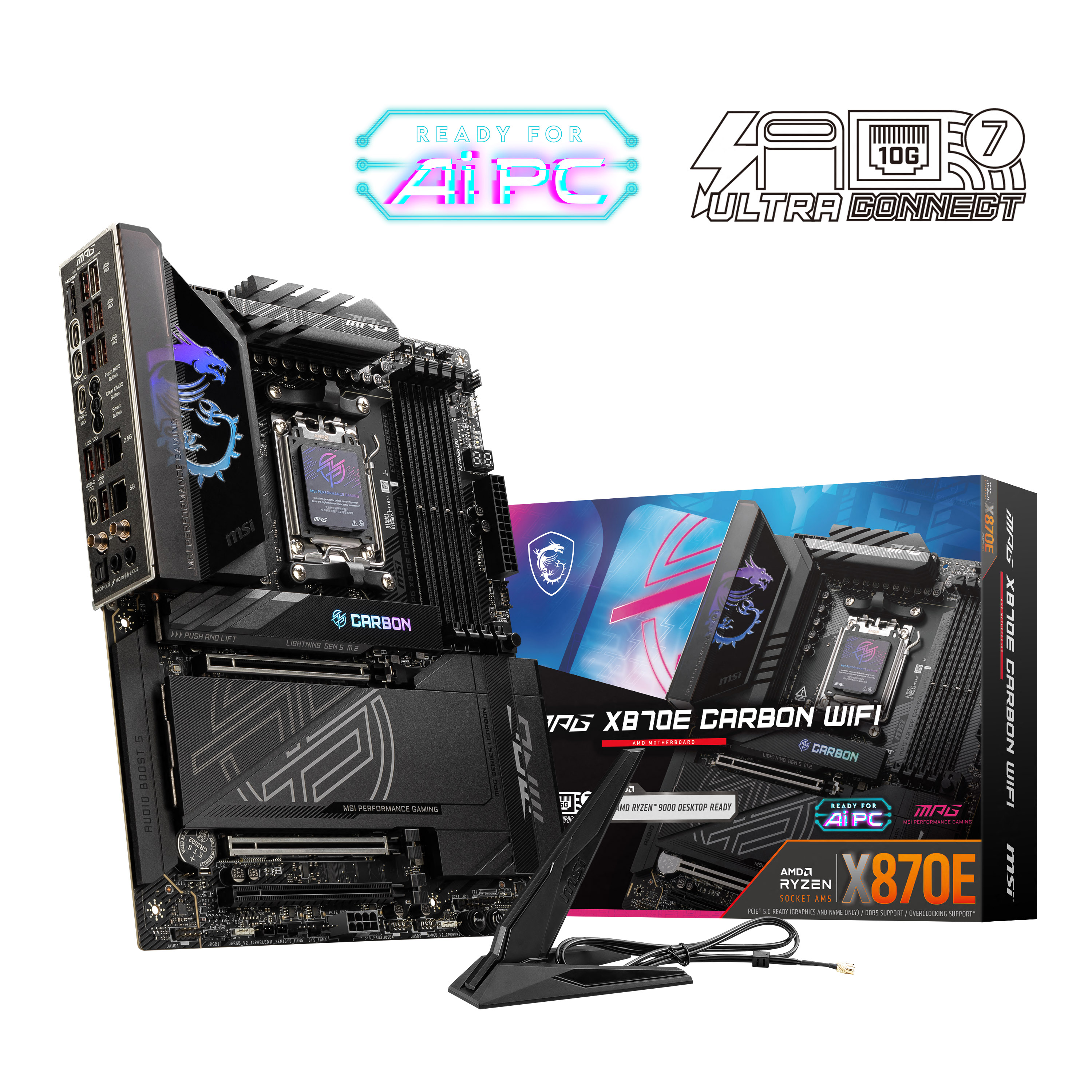MSI MPG X870E CARBON WIFI AM5 DDR5 8400(OC) USB4 4xM2 HDMI WIFI7 RGB 2xLan ATX - MPG X870E CARBON WIFI