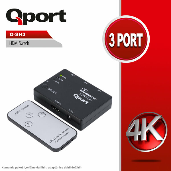 Qport 3 Port HDMI Switch (Q-SH3) - Q-SH3
