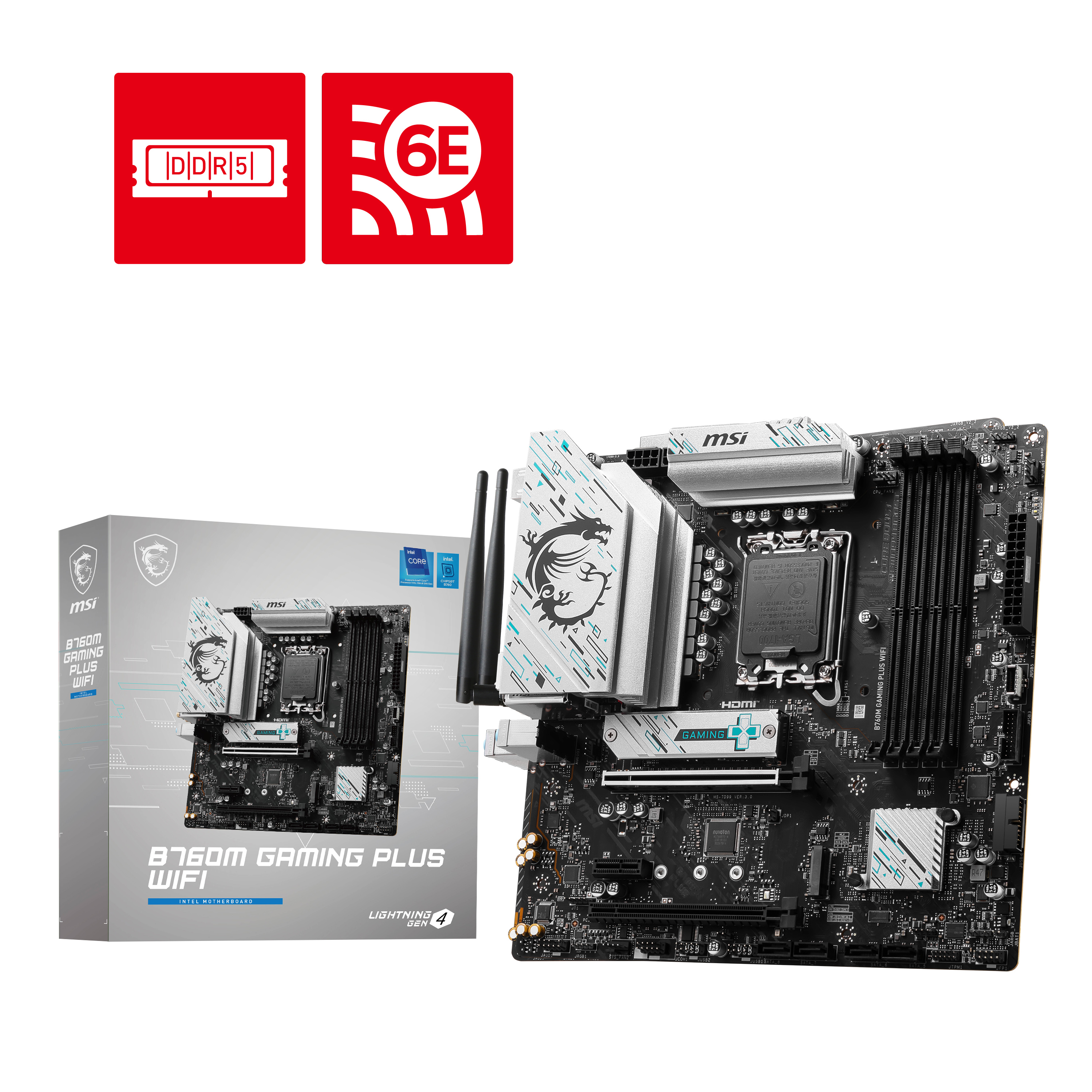 MSI B760M GAMING PLUS WIFI 1700P DDR5 6800(OC) PCI-E M.2 HDMI DP WIFI 6E ATX - B760M GAMING PLUS WIFI