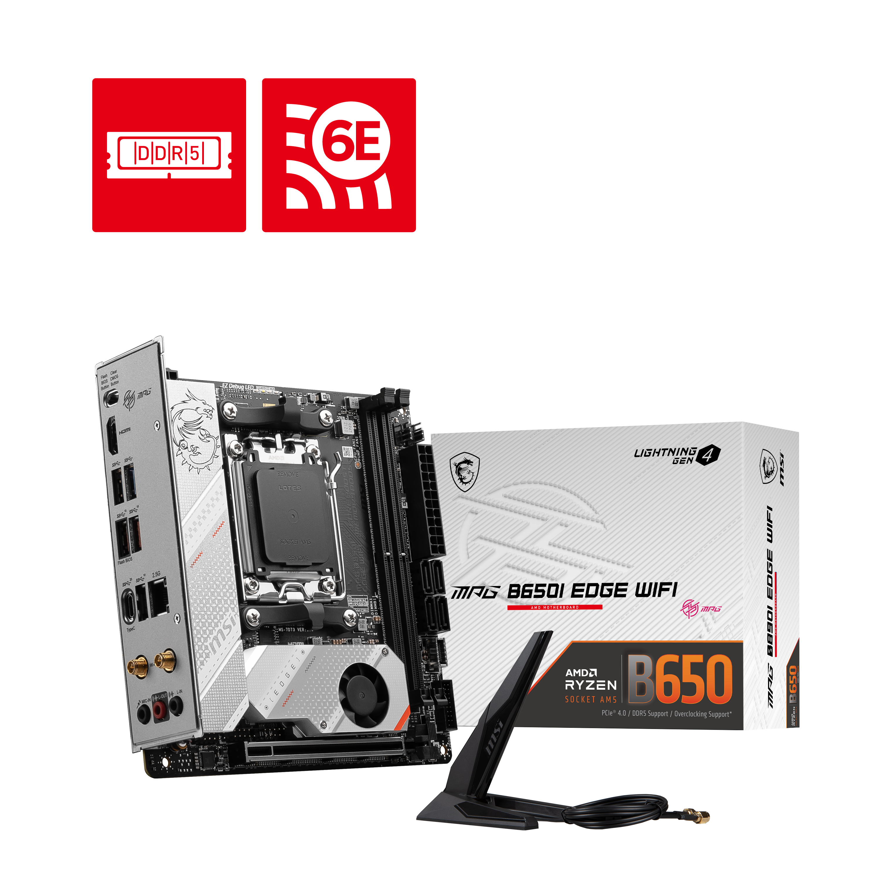MSI MPG B650I EDGE WIFI AM5 DDR5 7200(OC) M.2 USB3.2 Wifi6E mini-ITX - MPG B650I EDGE WIFI