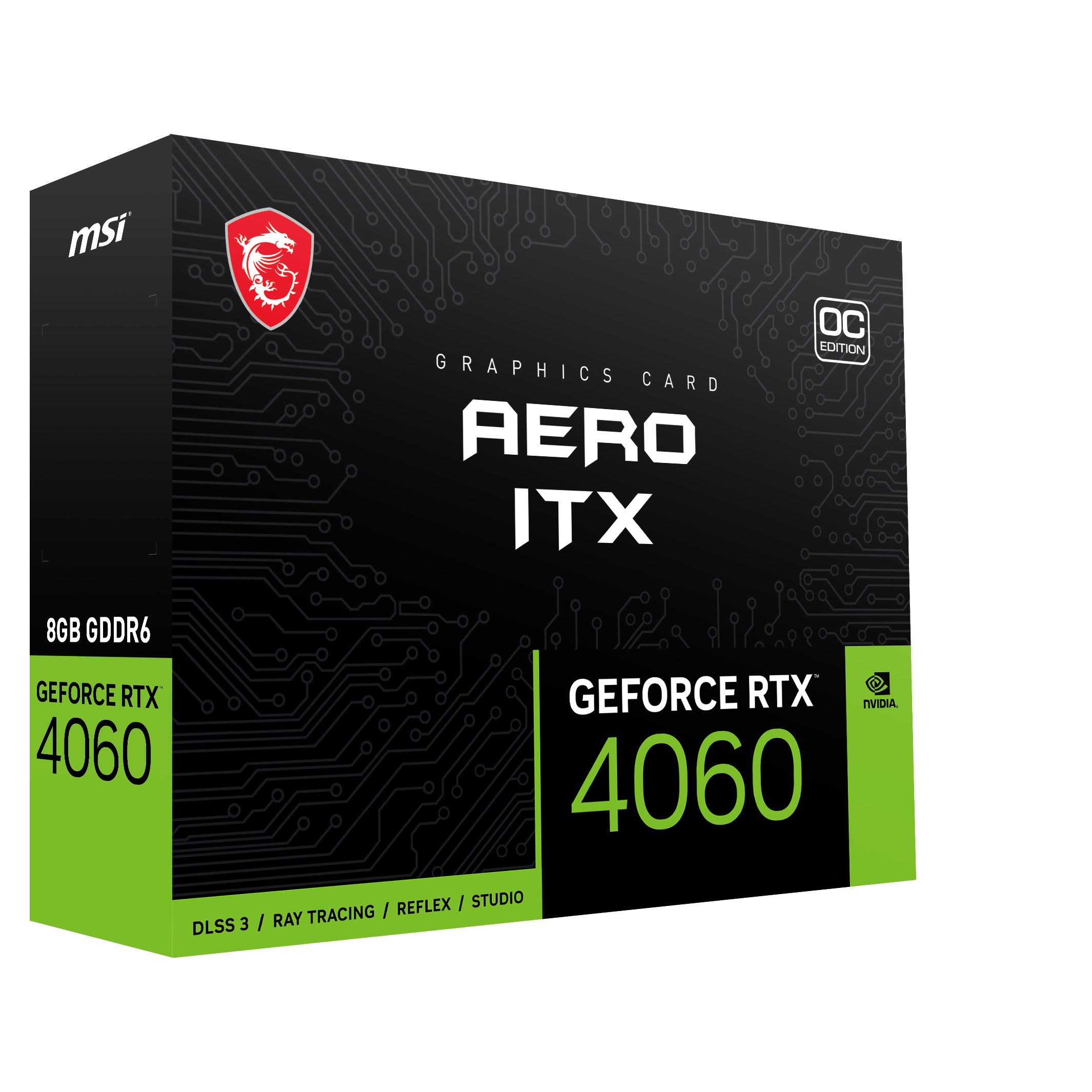 MSI 8GB GEFORCE RTX 4060 AERO ITX 8G OC GDDR6 128Bit PCIE 4.0 HDMI 3xDP - GEFORCE RTX 4060 AERO IT