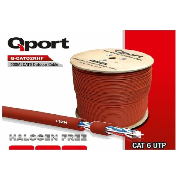 Qport 500 Metre Q-CATO2RHF LSZH[Yanmaz] Cat6 0.58mm Outdoor Kablo - Q-CATO2RHF