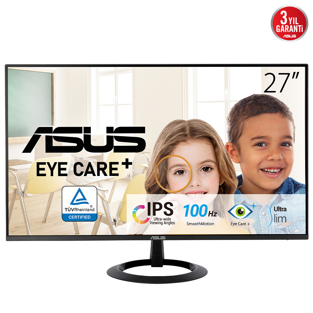 27" Asus VZ27EHF 1ms 100Hz IPS DP HDMI MM Vesa Monitör - 90LM07B0-B01470