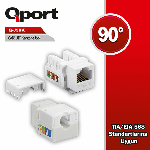 Qport Cat6 90 Derece Keystone Jack (Q-J90K) - Q-J90K
