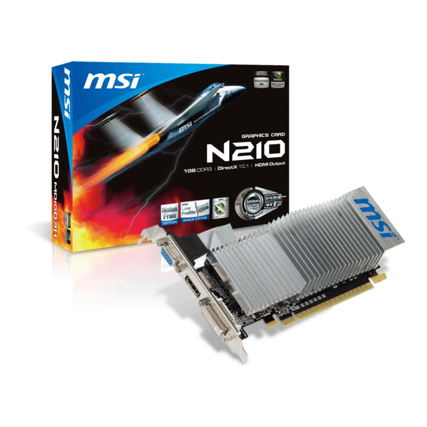 1 GB MSI VGA N210 1GD3/LP DDR3 64B DX12 PCIE 2.0 X16 (1xVGA 1xDVI 1x HDMI) - N210-1GD3/LP