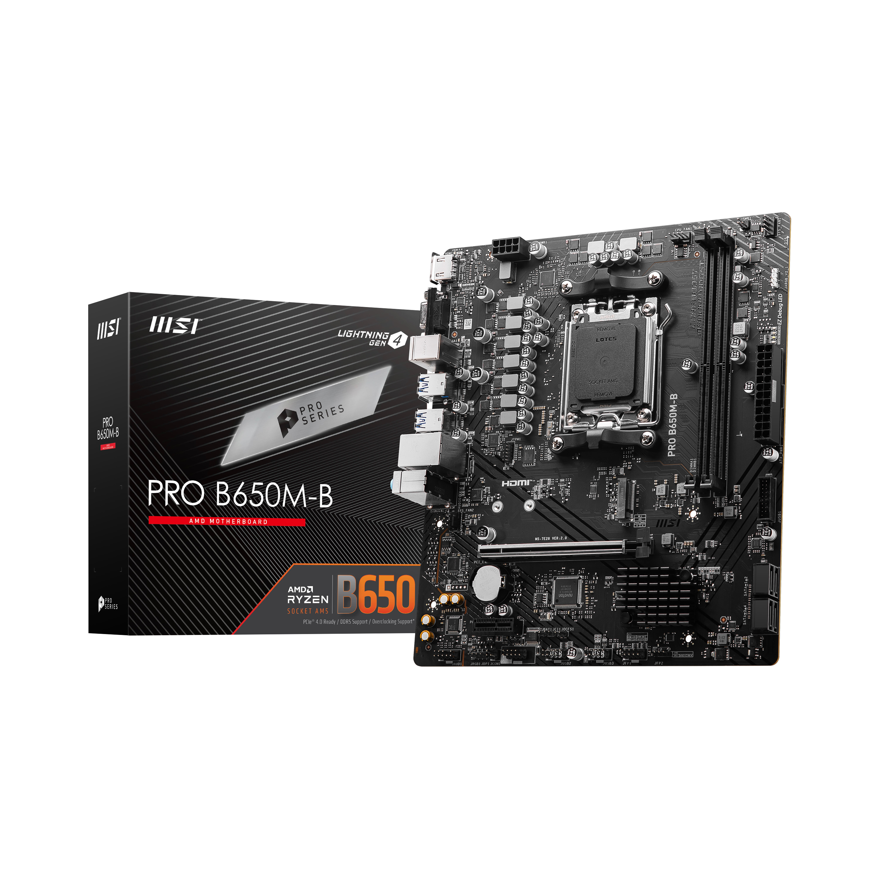 MSI PRO B650M-B DDR5 AM5 6800(OC) PCI-E 4.0 HDMI VGA mATX - PRO B650M-B