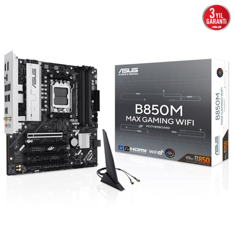 ASUS B850M MAX GAMING WIFI B850M DDR5 (Vga Yok) GLan mATX HD DP TYP-C WIFI BT M2 AM5 AMD Anakart - 39269