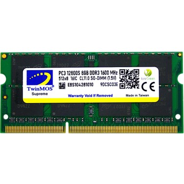 TWINMOS MDD38GB1600N 8GB DDR3 1600Mhz Notebook Bellek - 40669