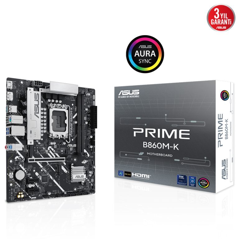 ASUS PRIME B860M-K B860 DDR5 (Vga Yok) GLan 2.5G mATX HD DP USB3 M2 1851p Anakart - 38292