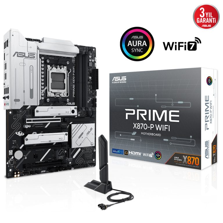 ASUS PRIME X870-P WIFI X870 DDR5 (Vga Yok) GLan 2.5G ATX HD TYP-C M2 WİFİ7 BT ARGB AM5 AMD Anakart - 37942