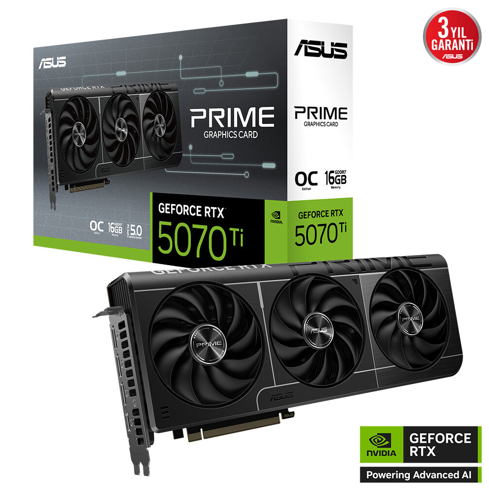 ASUS PRIME-RTX5070TI-O16G 16GB Geforce RTX5070Ti GDDR7 256bit 2xHDMI 3xDP 16x Ekran Kartı (ARGB) - 38552