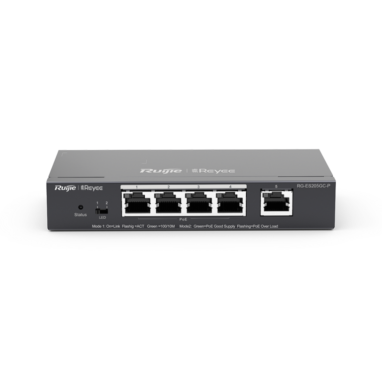 Reyee RG-ES205GC-P 5 Port 10/100/1000 Gigabit Yönet.Switch 4 Port PoE+ (54W) - Net.Swi.Poe.Var.0020