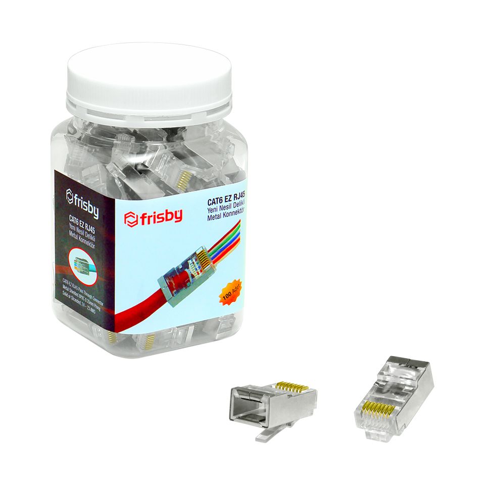 FRISBY FNW-RJ4532N CAT6 EZ RJ45 Yeni Nesil 100'lü Metal Konnektör- FNW-RJ4532N FRISBY FNW-RJ4532N CAT6 EZ RJ45 Yeni Nesil 100'lü Metal Konnektör - FNW-RJ4532N