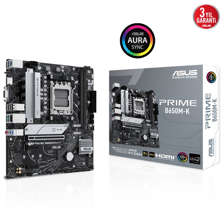 ASUS PRIME B650M-K B650 DDR5 Vga GLan 2.5G mATX HD DP M2 RGB TYPE-C AM5 AMD Anakart - 34776