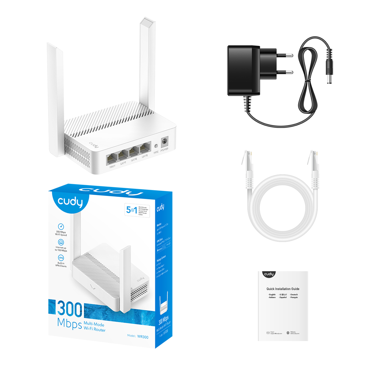 CUDY WR300 4 Port 10/100Mbps 300mbps 2 Anten Masaüstü Wi-Fi Router- 36046 CUDY WR300 4 Port 10/100Mbps 300mbps 2 Anten Masaüstü Wi-Fi Router - 36046
