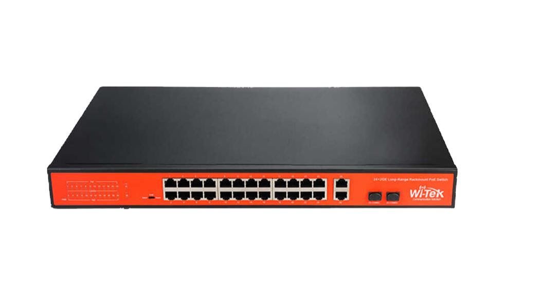 Wi-Tek WI-PS526GH 26 Port Mbit 24 Port PoE+ 185W 1xGbit+1xSFP Uplink Rackmount Yönetilemez Switch- 39413 Wi-Tek WI-PS526GH 26 Port Mbit 24 Port PoE+ 185W 1xGbit+1xSFP Uplink Rackmount Yönetilemez Switch - 39413
