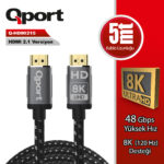 QPORT 5M HDMI 2.1V 8K ALTIN UÇLU ÖRGÜLÜ KABLO (Q-HDMI215) - Q-HDMI215