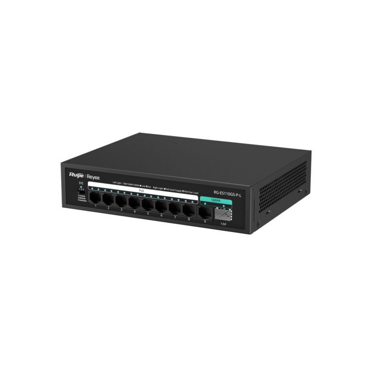 Ruijie Reyee RG-ES110GS-PL 8-Port Gigabit+1XRJ45/1XSFP Uplink (120W) Poe Switch - Net.Swi.Poe.Yok.0065