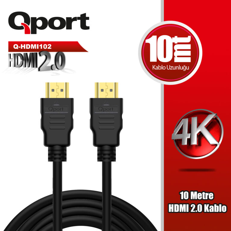 QPORT 10M HDMI 2.0 VERSİYON 4K 60HZ KABLO (Q-HDMI102) - Q-HDMI102