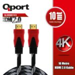 QPORT 10M ALTIN UÇLU ÖRGÜLÜ KABLO 2.0V 4K 60Hz (Q-HDMI103) - Q-HDMI103