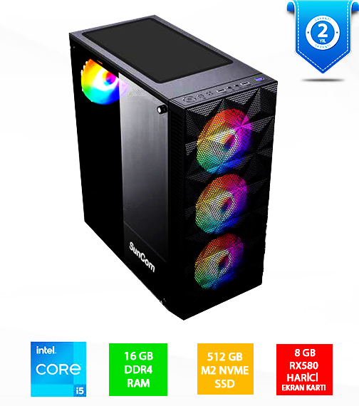 SUNCOM Gaming SG1-126 i5-12400F 16GB 512GB SSD 8gb RX580 DOS Masaüstü Oyun Bilgisayarı- 36153 SUNCOM Gaming SG1-126 i5-12400F 16GB 512GB SSD 8gb RX580 DOS Masaüstü Oyun Bilgisayarı - 36153