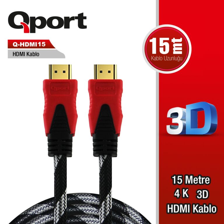 QPORT 15M ALTIN UÇLU HDMI KABLO 1.4V (Q-HDMI15) - Q-HDMI15