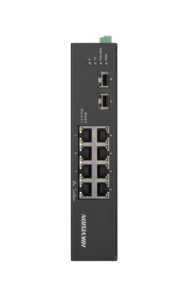 HIKVISION DS-3T0510HP-E/HS 10 Port Gbit 8 Port PoE 120W 2xSFP Uplink Endüstriyel Yönetilemez Metal Kasa Switch - 39349
