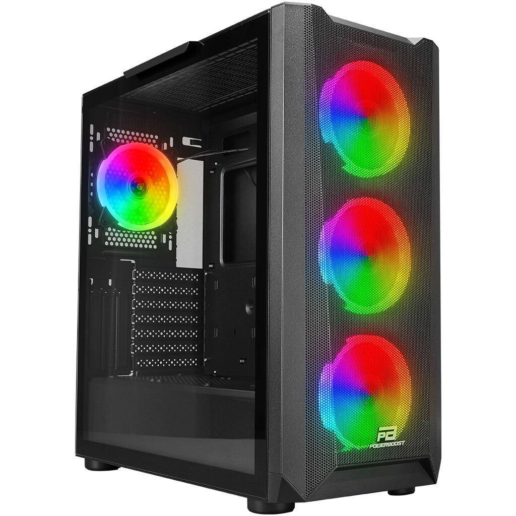 POWER BOOST VK-W001B Powersız Siyah Mesh ARGB Ring Fanlı Full Tower E-ATX Kasa- 39129 POWER BOOST VK-W001B Powersız Siyah Mesh ARGB Ring Fanlı Full Tower E-ATX Kasa - 39129
