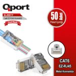 Qport Q-J601Y CAT6 (50'Lik) EZ-RJ45 Metal Yeni Nesil Delikli Konnektör - Q-J601Y