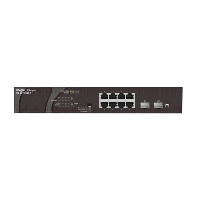 Ruijie Reyee 10Port RG-ES110GDS-P 8Port Gigabit PoE +SFP Yönetilemez Switch - RG-ES110GDS-P