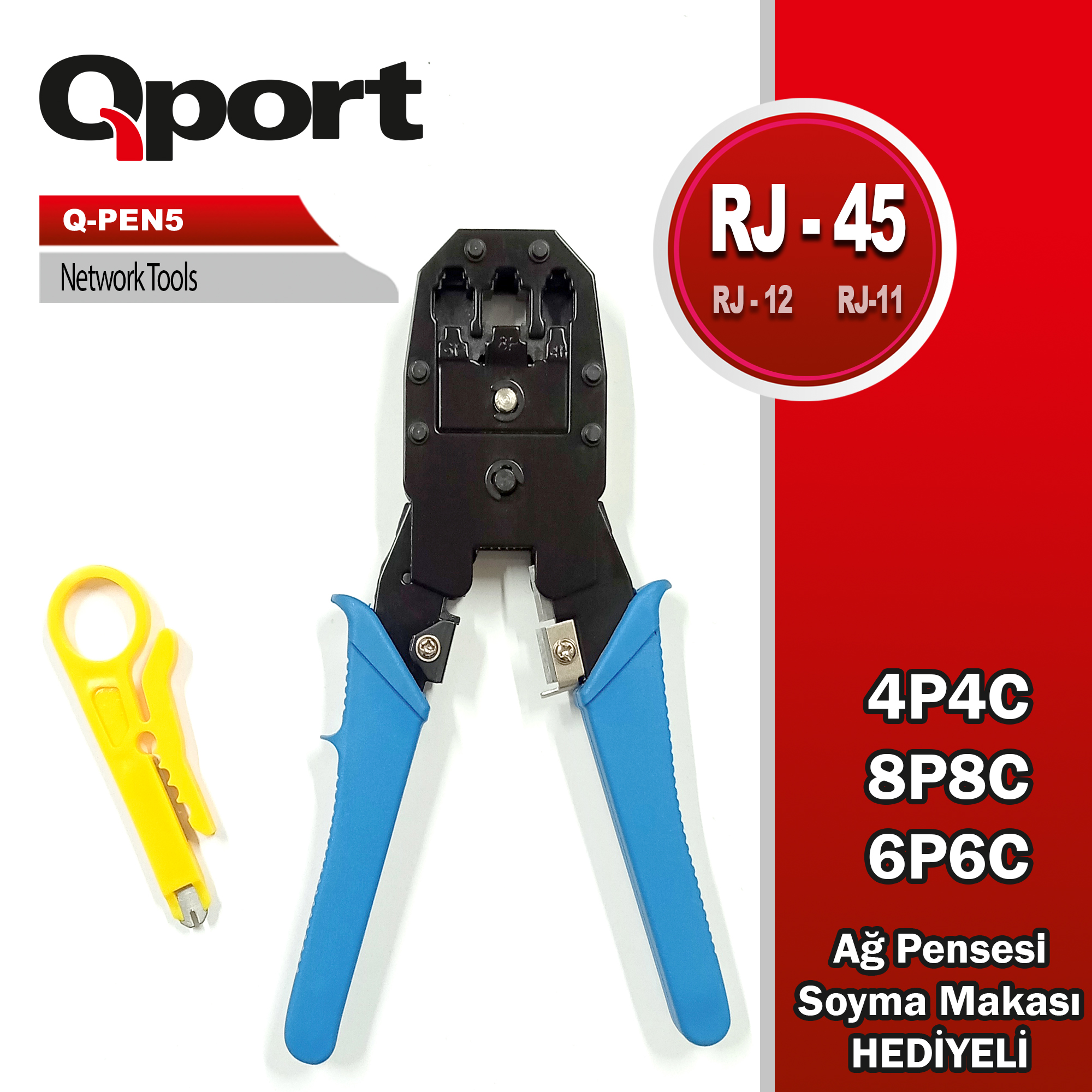 QPORT RJ45 - RJ11- RJ12 PENSE - MAKAS HEDİYELİ (Q-PEN5)- Q-PEN5 QPORT RJ45 - RJ11- RJ12 PENSE - MAKAS HEDİYELİ (Q-PEN5) - Q-PEN5