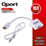QPORT HDMI to VGA ÇEVİRİCİ SES GİRİŞİ VE KABLOSU + GÜÇ GİRİŞİ KABLOSU (Q-HD-VGJ) - Q-HD-VGJ